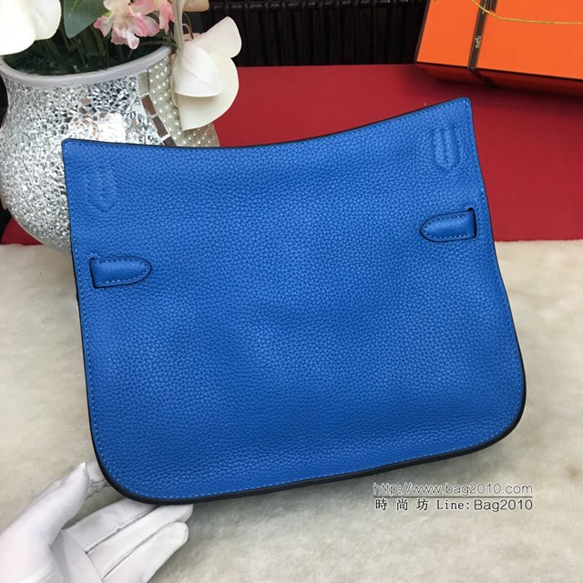 Hermes包包 愛馬仕Jypsiere吉普賽28cm 單肩斜挎愛馬仕包 寶藍/電光藍銀扣  tdh2033